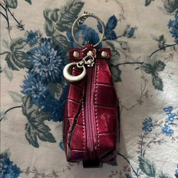 Metallic Red Croc-Embossed Keychain Pouch - Picture 1 of 4